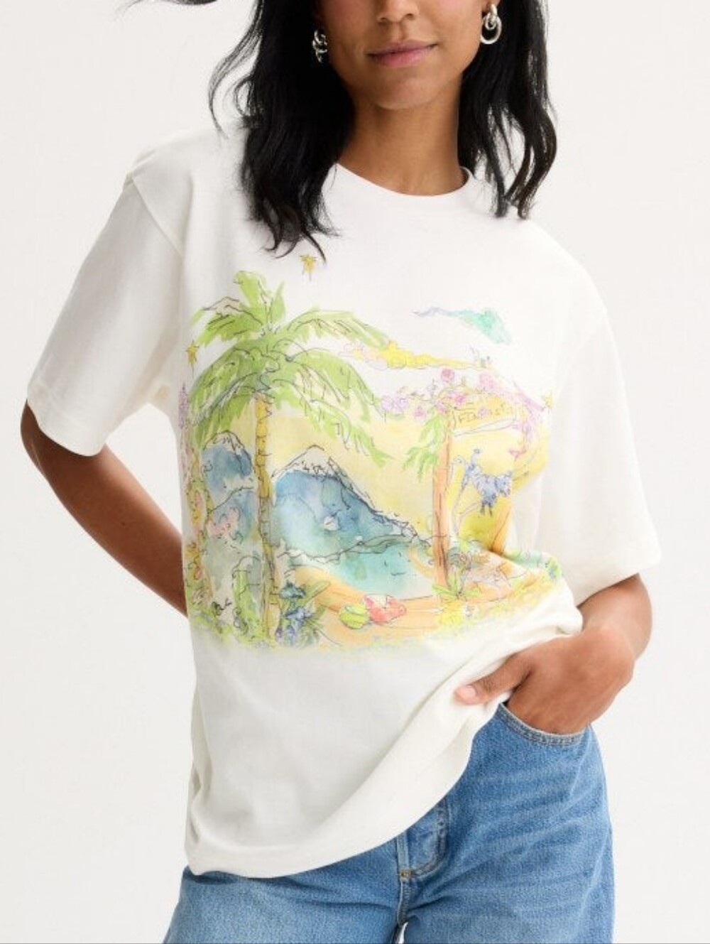 ALÉMAIS Anouk Scene Tee Crew Neck Short Sleeves Size L